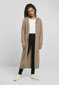 Urban Classics Ladies Hooded Feather Cardigan softtaupe - Size:XXL