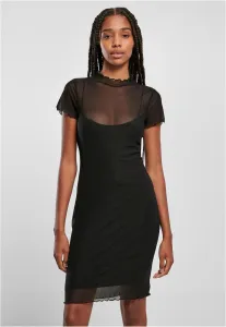 Urban Classics Ladies Mesh Double Layer Dress black - Size:L