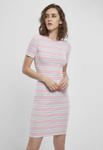 Urban Classics Ladies Stretch Stripe Dress girlypink/oceanblue - Size:XS