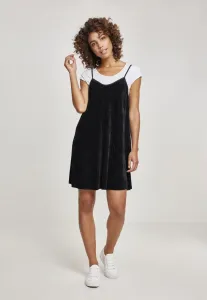 Urban Classics Ladies Velvet Slip Dress black - Size:XS