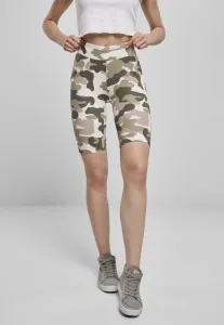 Urban Classics Ladies High Waist Camo Tech Cycle Shorts duskrose camo - Size:5XL