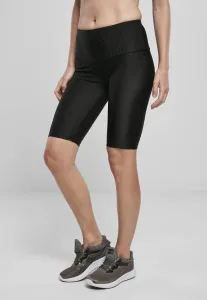Urban Classics Ladies High Waist Shiny Rib Cycle Shorts black - Size:L