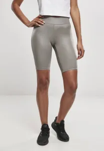 Urban Classics Ladies Imitation Leather Cycle Shorts asphalt - Size:M