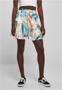 Urban Classics Ladies AOP Satin Mini Skirt softyellowvacation - Size:XS