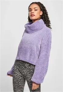Urban Classics Ladies Short Chenille Turtleneck Sweater lavender - Size:XXL