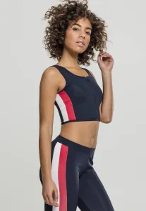 Urban Classics Ladies Side Stripe Cropped Zip Top navy/fire red/white - Size:XS