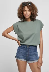 Women's T-shirt with an extended shoulder in light leaf color