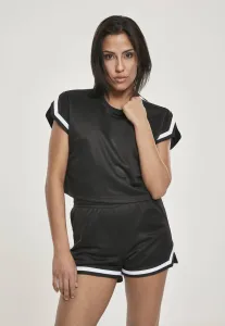 Urban Classics Ladies Short Extended Shoulder Stripes Mesh Tee black - Size:XS