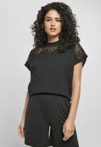 Urban Classics Ladies Short Oversized Lace Tee black - Size:XL
