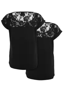 Urban Classics Ladies Top Laces Tee 2-Pack black+black - XL