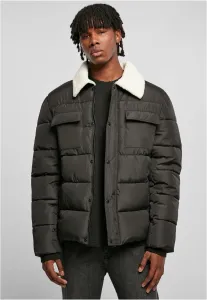 Urban Classics Sherpa Collar Padded Shirt Jacket black - Size:M