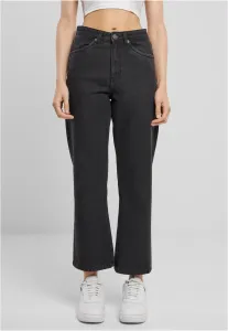 Urban Classics Ladies Cropped Straight Leg Denim Pants black washed - Size:30