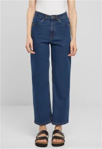 Urban Classics Ladies Cropped Straight Leg Denim Pants mid indigo washed - Size:30