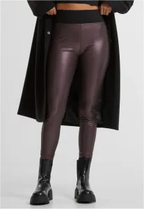 Urban Classics Ladies Faux Leather High Waist Leggings redwine - Size:3XL