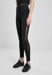 Urban Classics Ladies Flock Lace Stripe Leggings black - Size:5XL