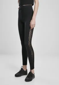 Urban Classics Ladies Flock Lace Stripe Leggings black - Size:S