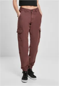 Urban Classics Ladies High Waist Cargo Pants cherry - Size:28