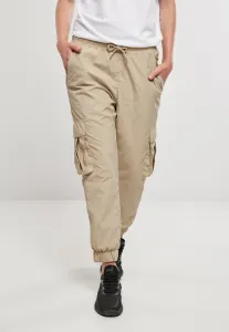 Urban Classics Ladies High Waist Crinkle Nylon Cargo Pants concrete - Size:4XL
