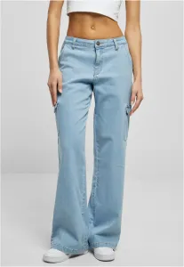 Urban Classics Ladies High Waist Straight Denim Cargo Pants lighter washed - Size:26
