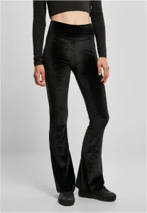 Urban Classics Ladies High Waist Velvet Boot Cut Leggings black - Size:XS
