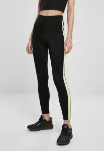 Urban Classics Ladies Neon Side Stripe Leggings black/electriclime - Size:XS