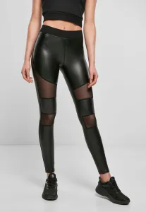 Urban Classics Ladies Tech Mesh Faux Leather Leggings black - Size:L