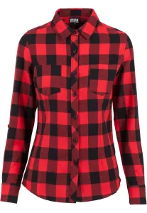 Dámska košeľa Urban Classics Ladies Turnup Checked Flanell Shirt blk/red - L