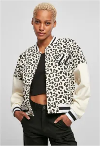 Urban Classics Ladies AOP Oversized College Sweat Jacket whitesandleo/whitesand - Size:5XL