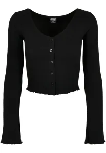 Urban Classics Ladies Cropped Rib Cardigan black - Size:L