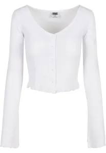 Urban Classics Ladies Cropped Rib Cardigan white - Size:XXL