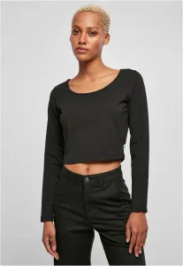 Urban Classics Ladies Organic Cropped Longsleeve black - Size:5XL