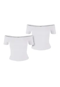 Urban Classics Ladies Organic Off Shoulder Rib Tee 2-Pack white+white - Size:3XL