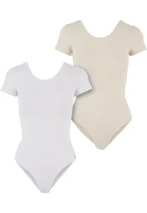 Urban Classics Ladies Organic Stretch Jersey Body 2-Pack white+whitesand - Size:4XL