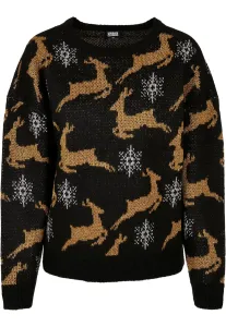 Urban Classics Ladies Oversized Christmas Sweater black/gold - Size:XS