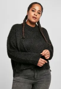 Urban Classics Ladies Oversized Turtleneck Feather Sweater black - Size:5XL