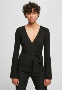 Urban Classics Ladies Rib Knit Wrapped Cardigan black - Size:XS