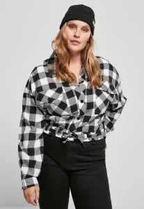 Urban Classics Ladies Short Oversized Check Shirt black/white - Size:3XL