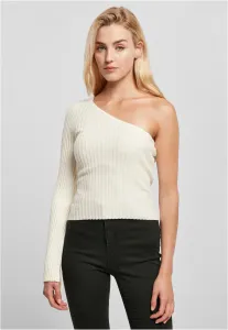 Urban Classics Ladies Short Rib Knit One Sleeve Sweater whitesand - Size:3XL