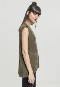 Urban Classics Ladies Shoulder Zip HiLo Tee olive - Size:XS