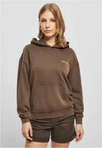 Urban Classics Ladies Small Embroidery Terry Hoody brown - Size:XS