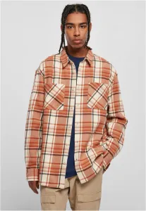 Urban Classics Long Oversized Checked Leaves Shirt softseagrass/red - Size:L