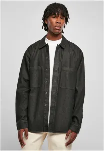Urban Classics Oversized Denim Pocket Shirt realblack washed - Size:XL