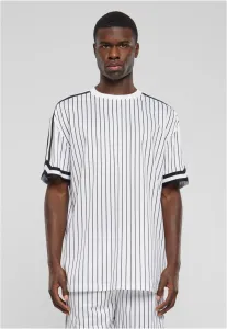 Urban Classics Oversized Striped Mesh Tee white/black - Size:4XL