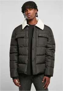 Urban Classics Sherpa Collar Padded Shirt Jacket black - Size:5XL