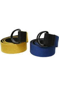 Urban Classics Easy D-Ring Belt Kids 2-Pack black/royal+black/yellow - One Size