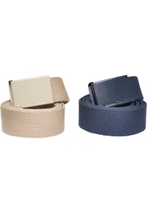 Urban Classics Colored Buckle Canvas Belt 2-Pack sand/navy - Size:L/XL