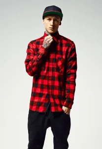 Urban Classics Checked Flanell Shirt blk/burgundy - Size:S