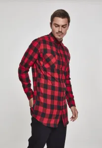 Urban Classics Side-Zip Long Checked Flanell Shirt blk/red - Size:S