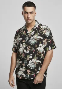 Urban Classics Viscose AOP Resort Shirt blacktropical - Size:XL