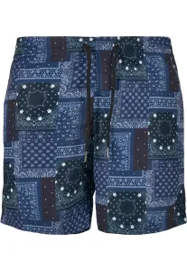 Urban Classics Pattern Swim Shorts navy bandana aop - Size:3XL